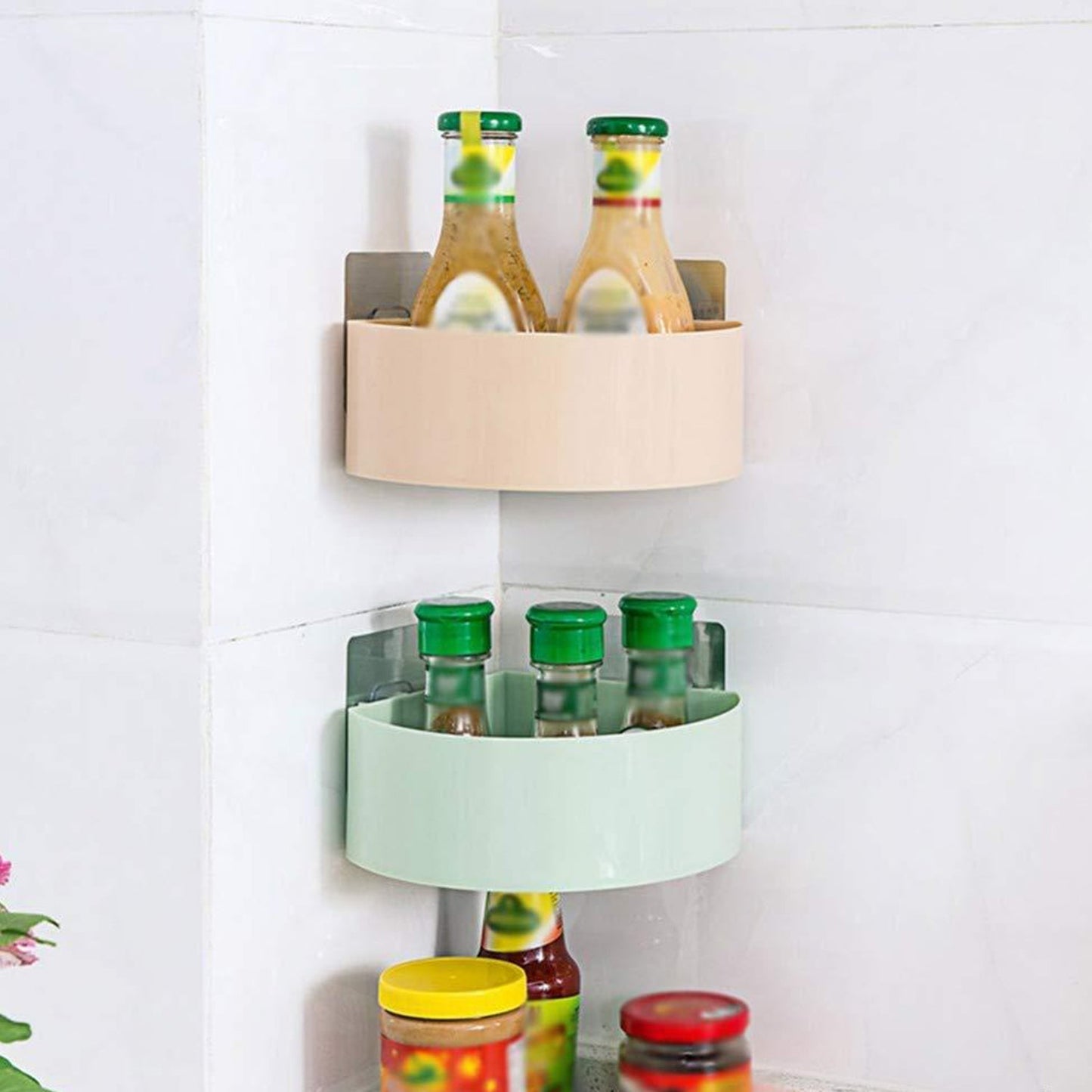 1099L Plastic Multipurpose Kitchen Bathroom Shelf Wall Holder Storage Rack (Loose Pack) DeoDap