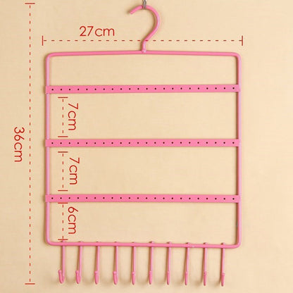 0594 Lightweight & Wall Mounted Earrings Organizer/HANGER for Tangle Free Hanging for Women, 66 Holes - 10 Hooks (metal) DeoDap