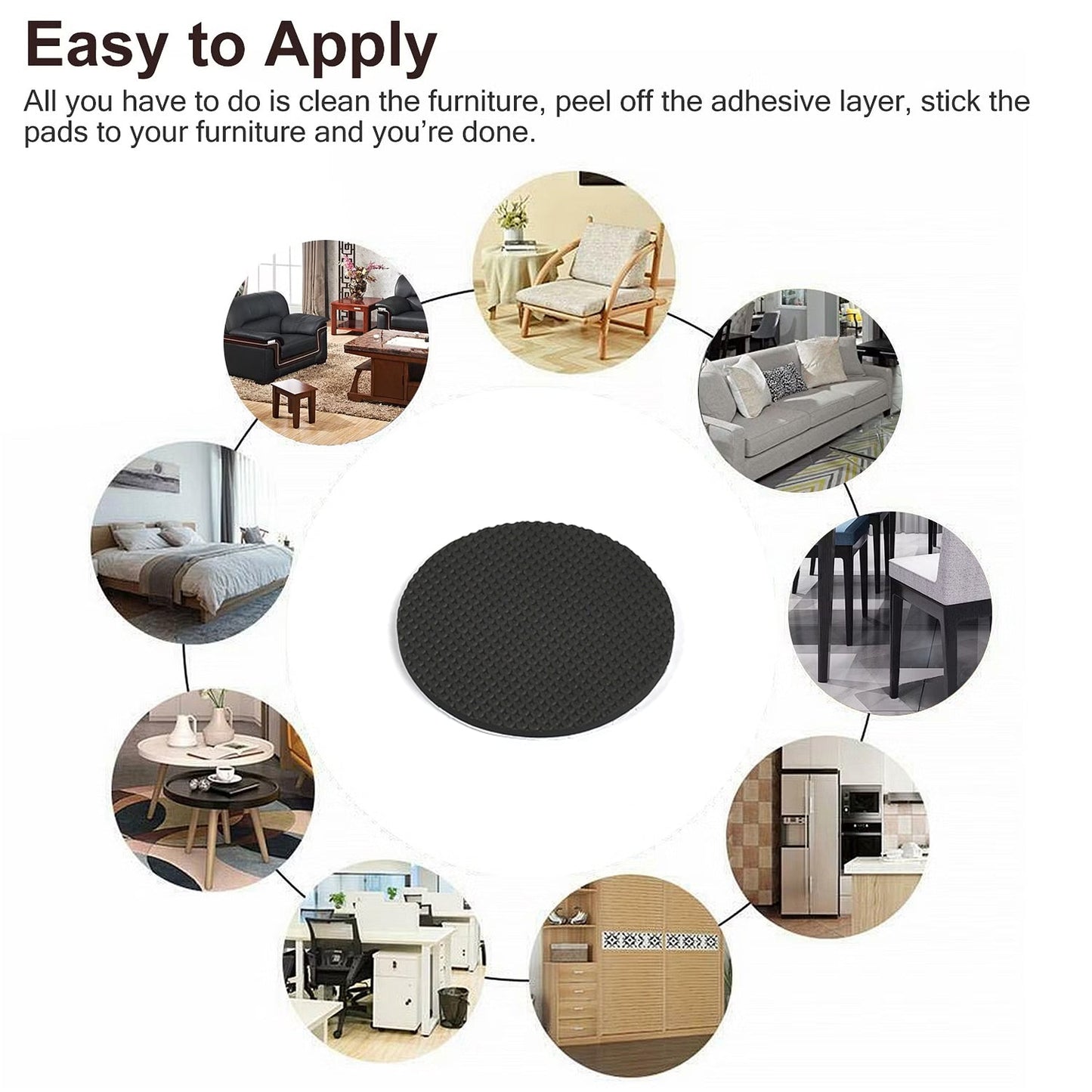 9052 Floor Protector Furniture Rubber Pads, Self Adhesive Floor Protectors Easy To Use Table Rubber Pads, Chair Rubber Pads For Home Use DeoDap