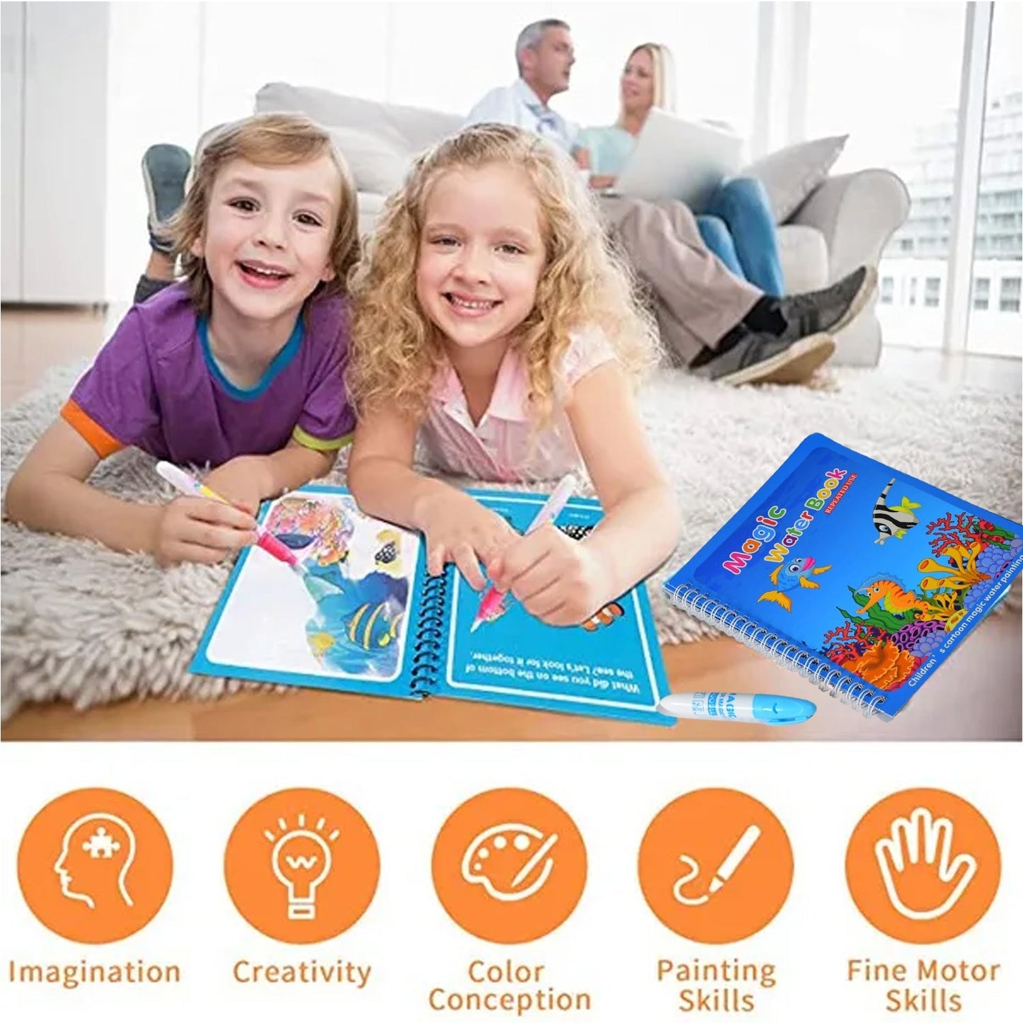 8091 Magic Water Quick Dry Book Water Coloring Book Doodle with Magic Pen Painting Board DeoDap