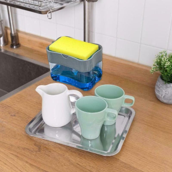 1273 2 in 1 Soap Pump Dispenser Sponge Holder Kitchen Sink Soap Holder Dispenser DeoDap