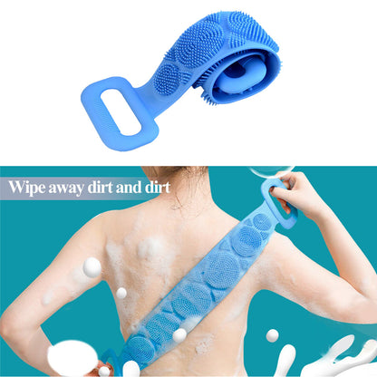 1302A Silicone Body Back Scrubber Double Side Bathing Brush for Skin Deep Cleaning, Scrubber Belt DeoDap