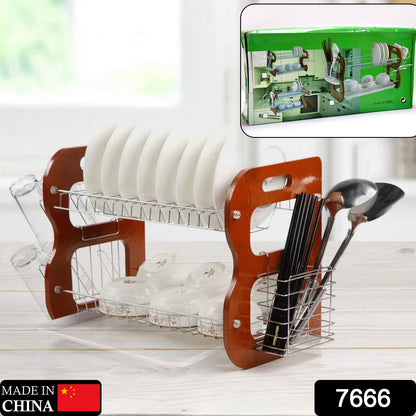 7666 Dish Drying Rack 2 Tier Attractive Design Rack For Kitchen Use DeoDap