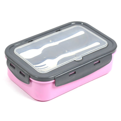 2809b LUNCH BOX 3 COMPARTMENT PLASTIC LINER LUNCH CONTAINER, PORTABLE TABLEWARE SET FOR OFFICE , SCHOOL & HOME USE 