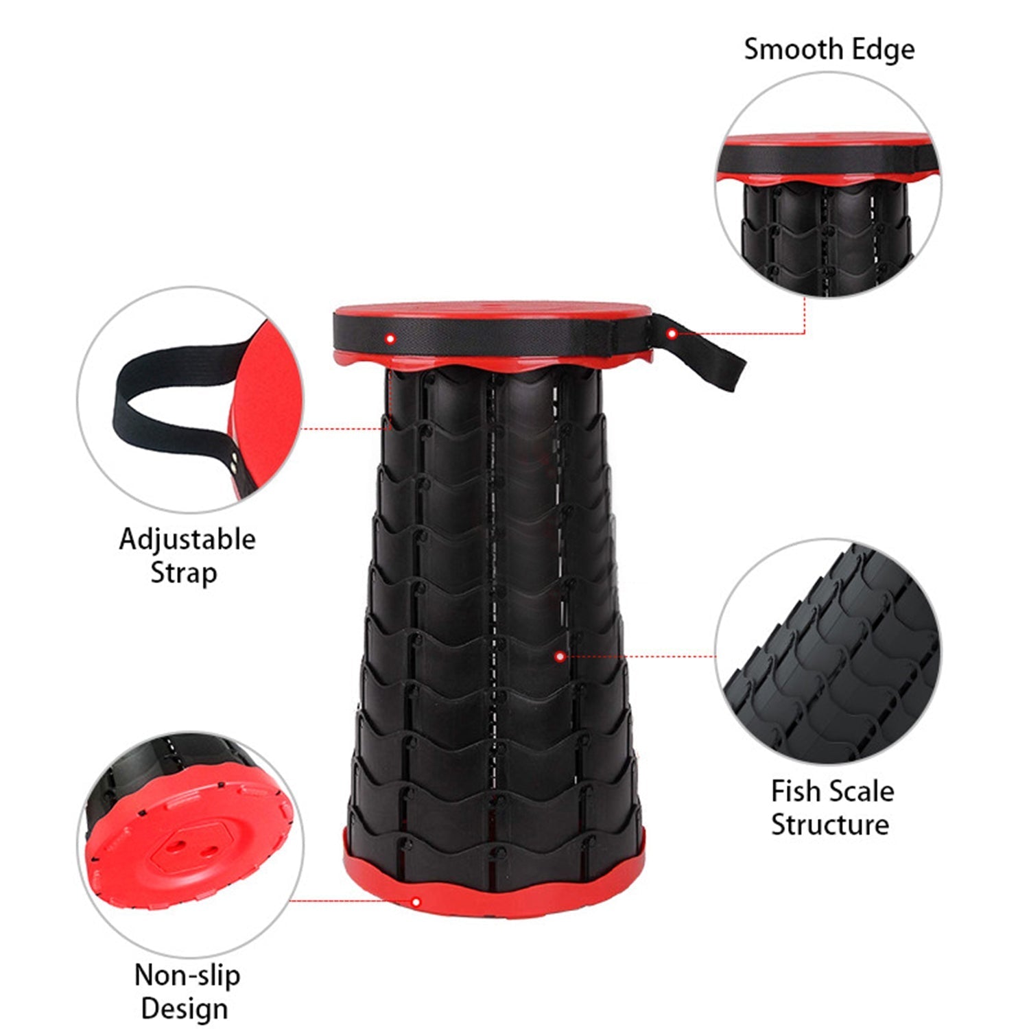 2169 Foldable Retractable Height Adjusting Stool Space Saving Telescopic Stool for Fishing Hiking Stool for Adults and Kids. DeoDap