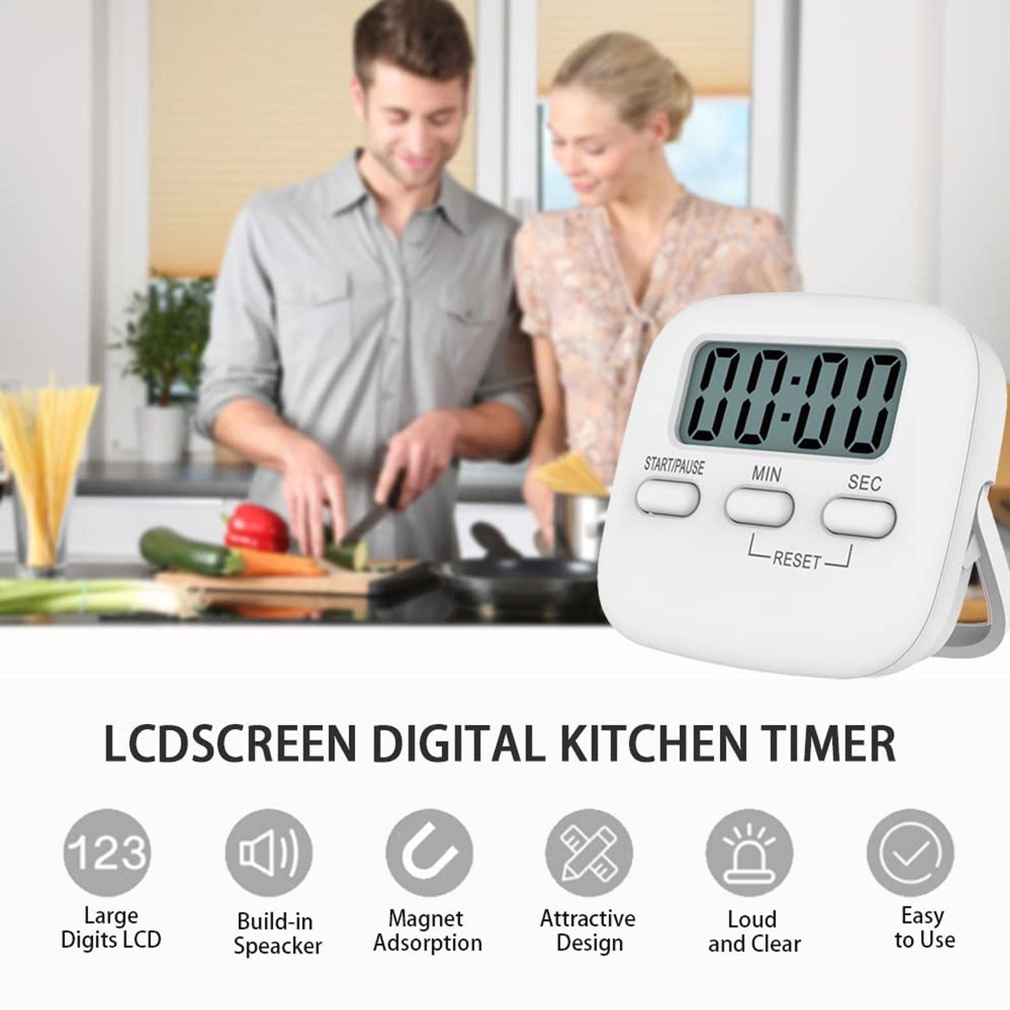 1523 Digital Kitchen Timer with Alarm | Stop Watch Timer for Kitchen | Kitchen Timer with Magnetic Stand |Timer Clock for Study