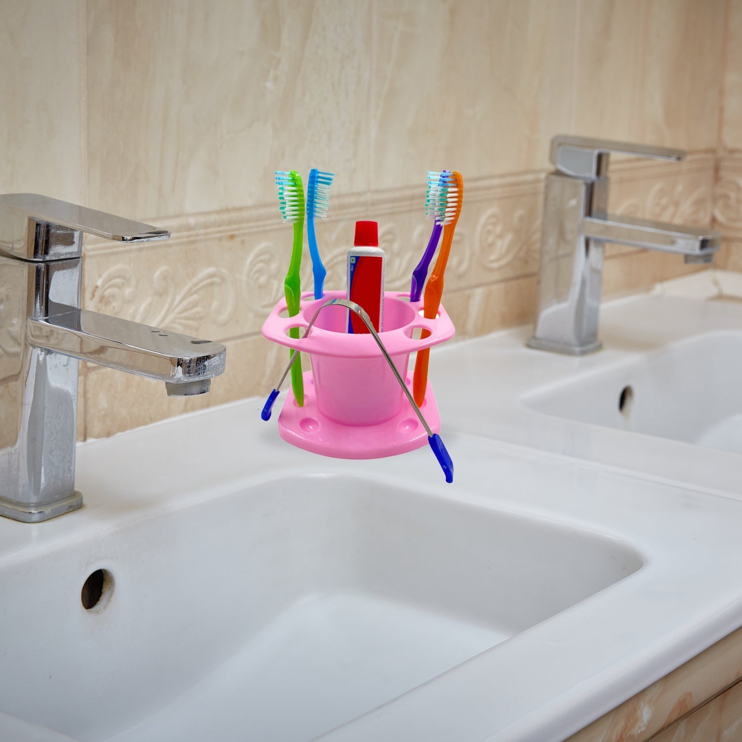 3689 Toothbrush Holder widely used in all types of bathroom places for holding and storing toothbrushes and toothpastes of all types of family members etc. DeoDap