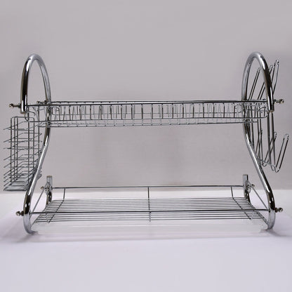 7670 Kitchen Dish Cup Drying Rack 2 Tier Drainer Dryer Tray Cutlery Holder Organizer 59cm DeoDap