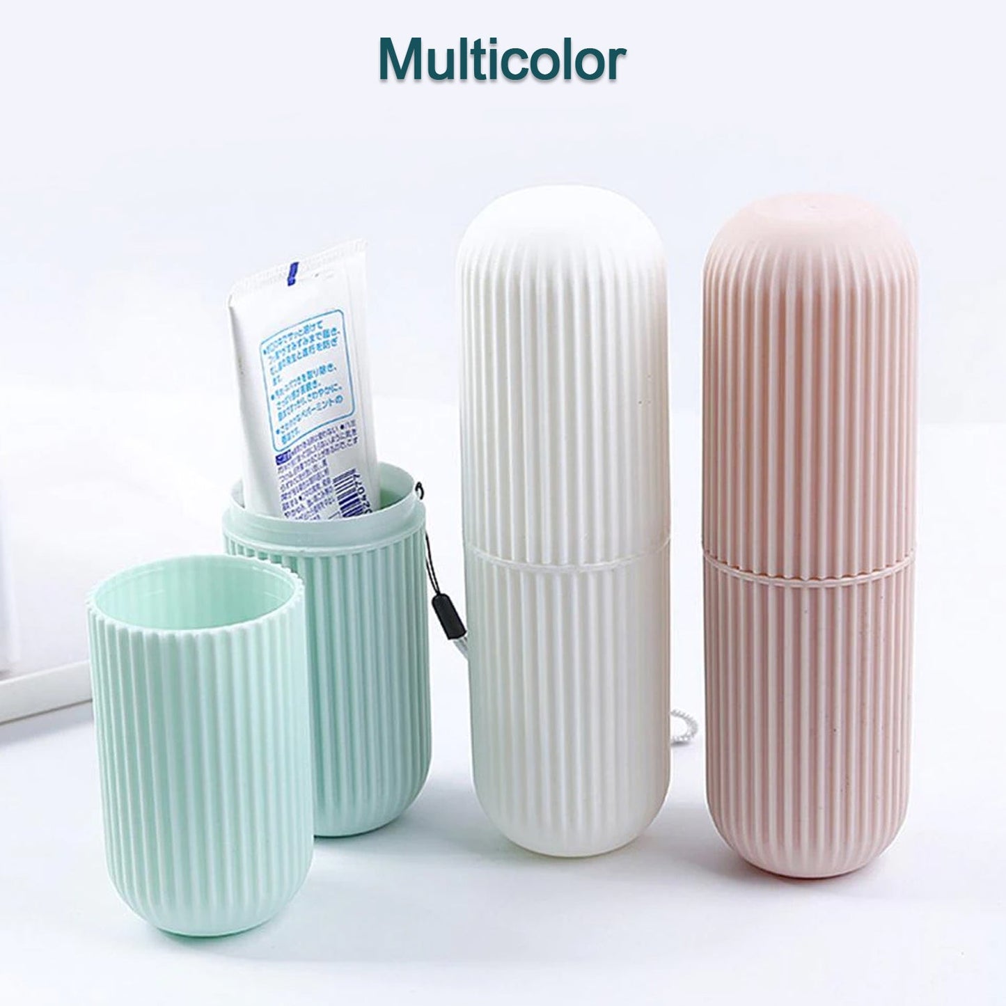 1355A Capsule Shape Travel Toothbrush Toothpaste Case Holder Portable Toothbrush Storage Plastic Toothbrush Holder (Multicolor) 