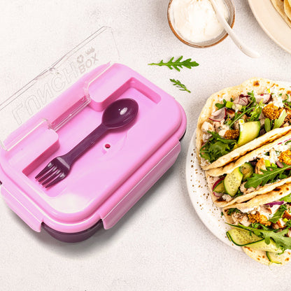 2809V LUNCH BOX 3 COMPARTMENT PLASTIC LINER LUNCH CONTAINER, PORTABLE TABLEWARE SET FOR OFFICE , SCHOOL & HOME USE 