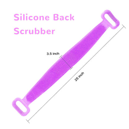 1303 SILICONE BODY BACK SCRUBBER DOUBLE SIDE BATHING BRUSH FOR SKIN DEEP CLEANING WITH HOOK 