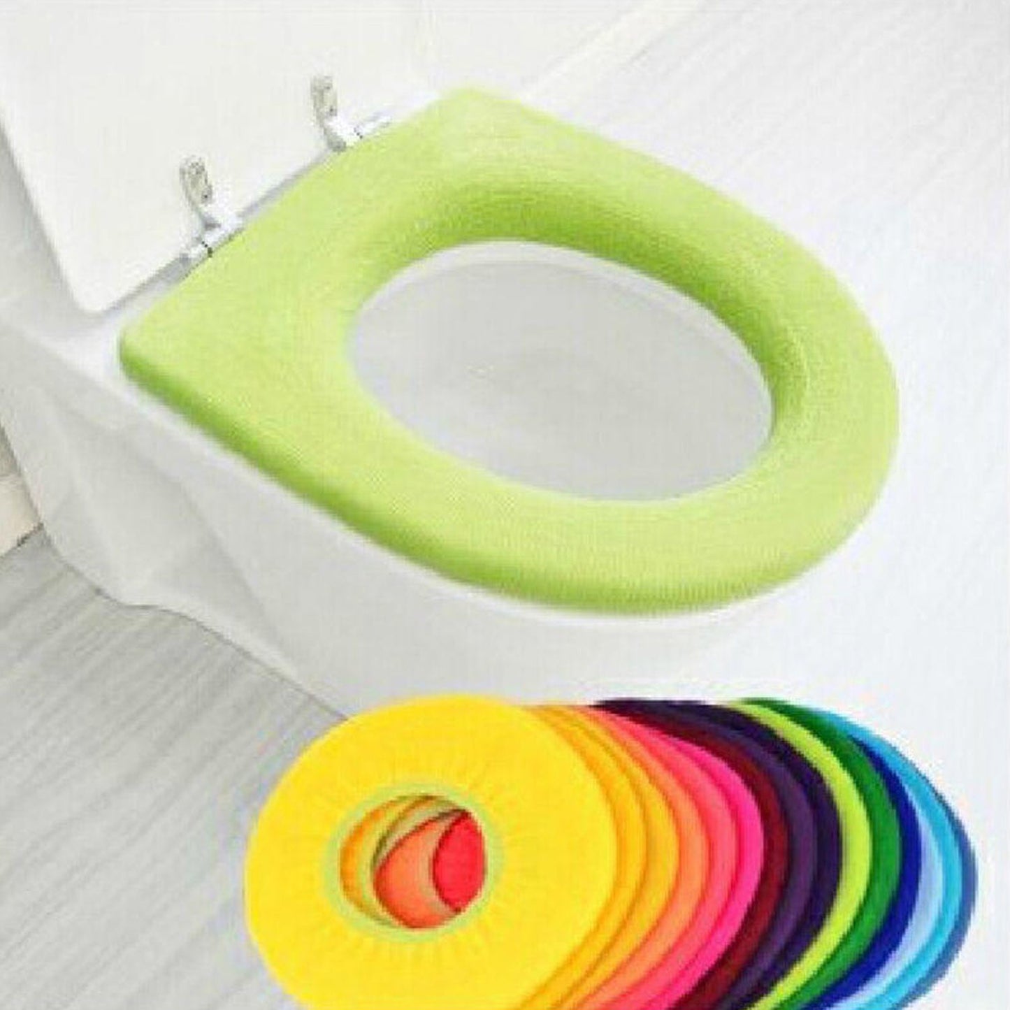 4768 Bathroom Soft Thicker Warmer Stretchable Washable Cloth Toilet Seat Cover Pads (1pc) 