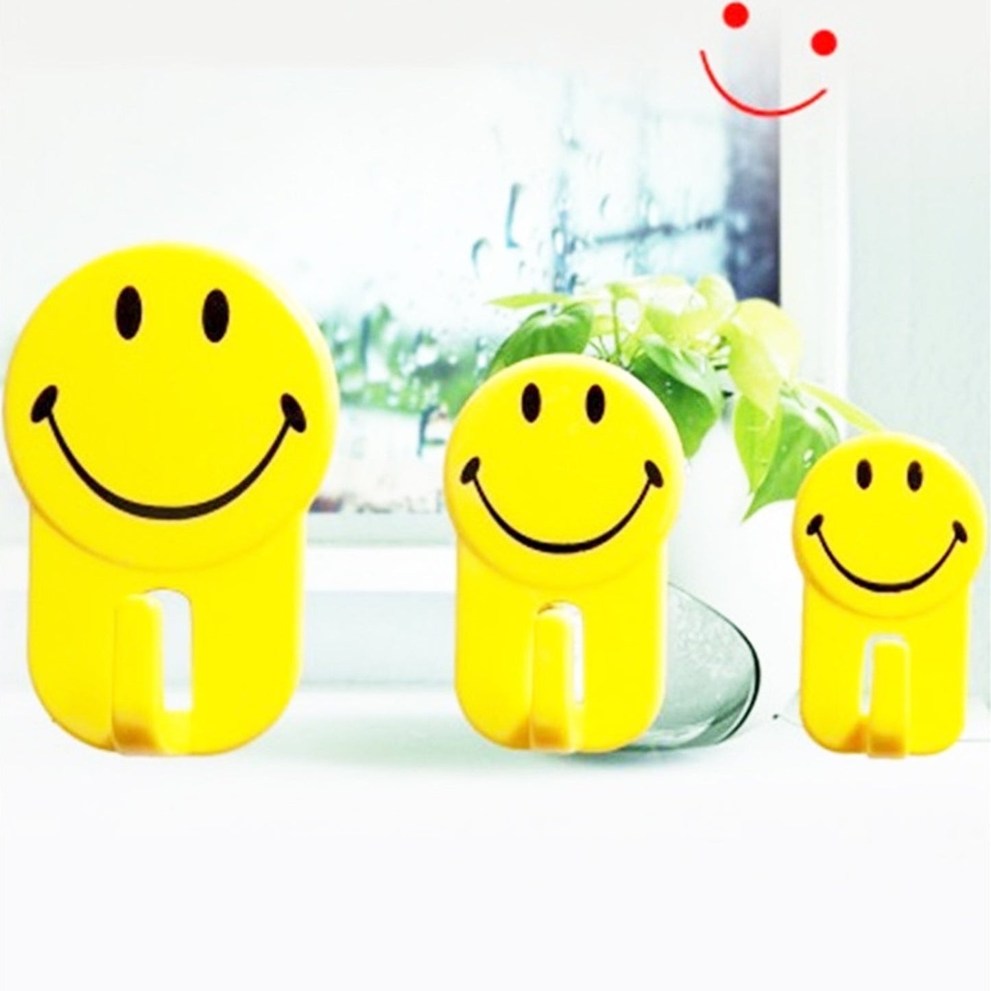 1702 3Pcs Self Adhesive Multipurpose Smiley Hooks For home Use DeoDap