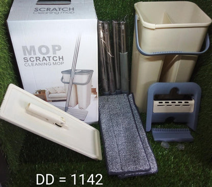 1142 Scratch Cleaning Mop with 2 in 1 Self Clean Wash Dry Hands Free Flat Mop DeoDap