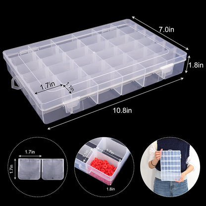 7673  36 Grids Clear Plastic Organizer Box with Adjustable Compartment Dividers, Jewellery Storage Organizer Collection Box (1 pc ) DeoDap