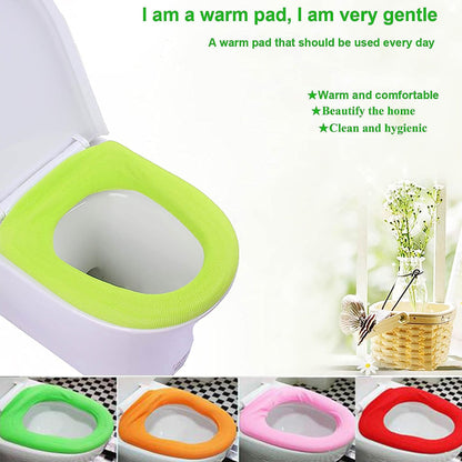 4768 Bathroom Soft Thicker Warmer Stretchable Washable Cloth Toilet Seat Cover Pads (1pc) 