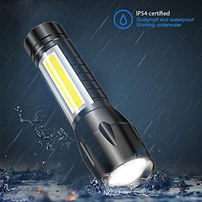 7528  Mini Search Rechargeable LED Long Range Flashlight Emergency Light Torch DeoDap