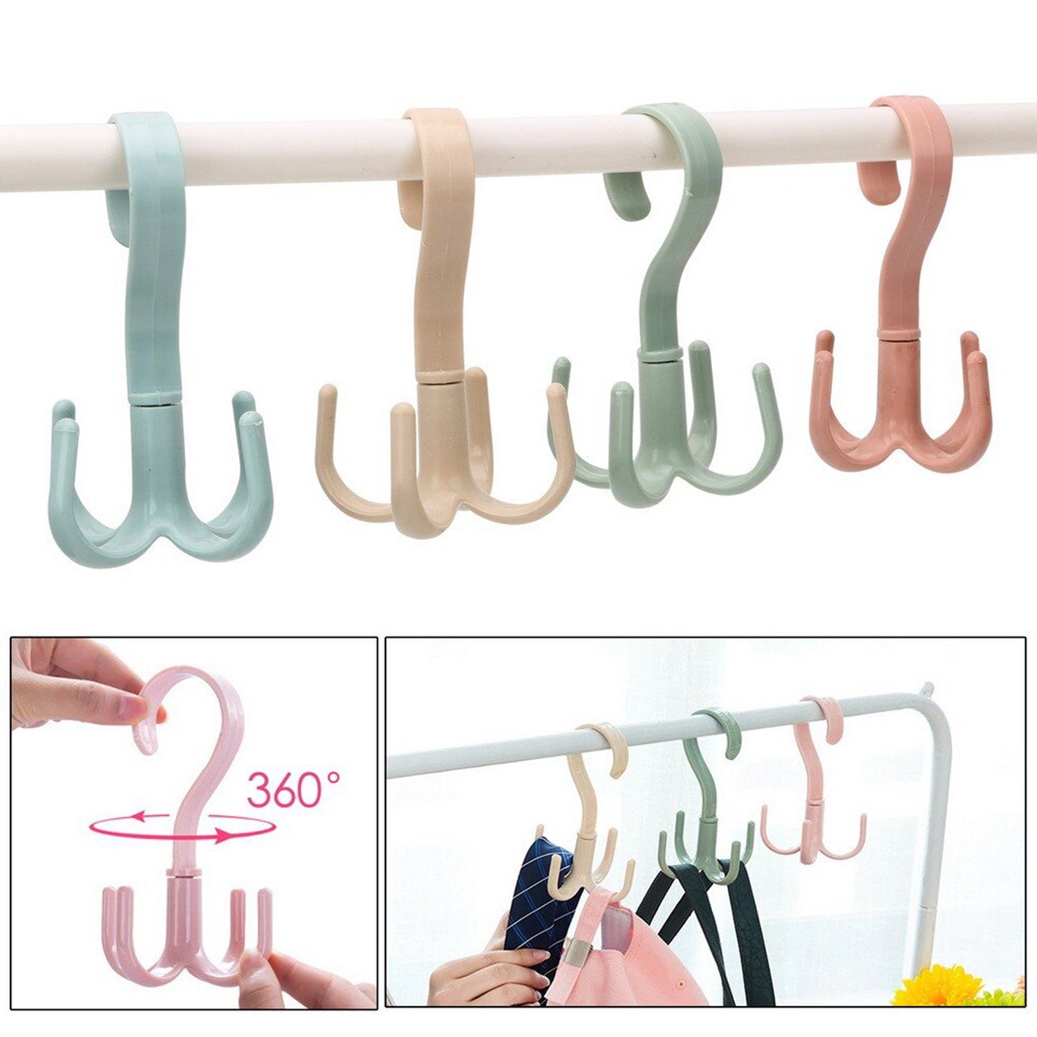 1744 360 D Rot 4 Claws Hook used in hanging and supporting various types of stuffs and items etc. DeoDap