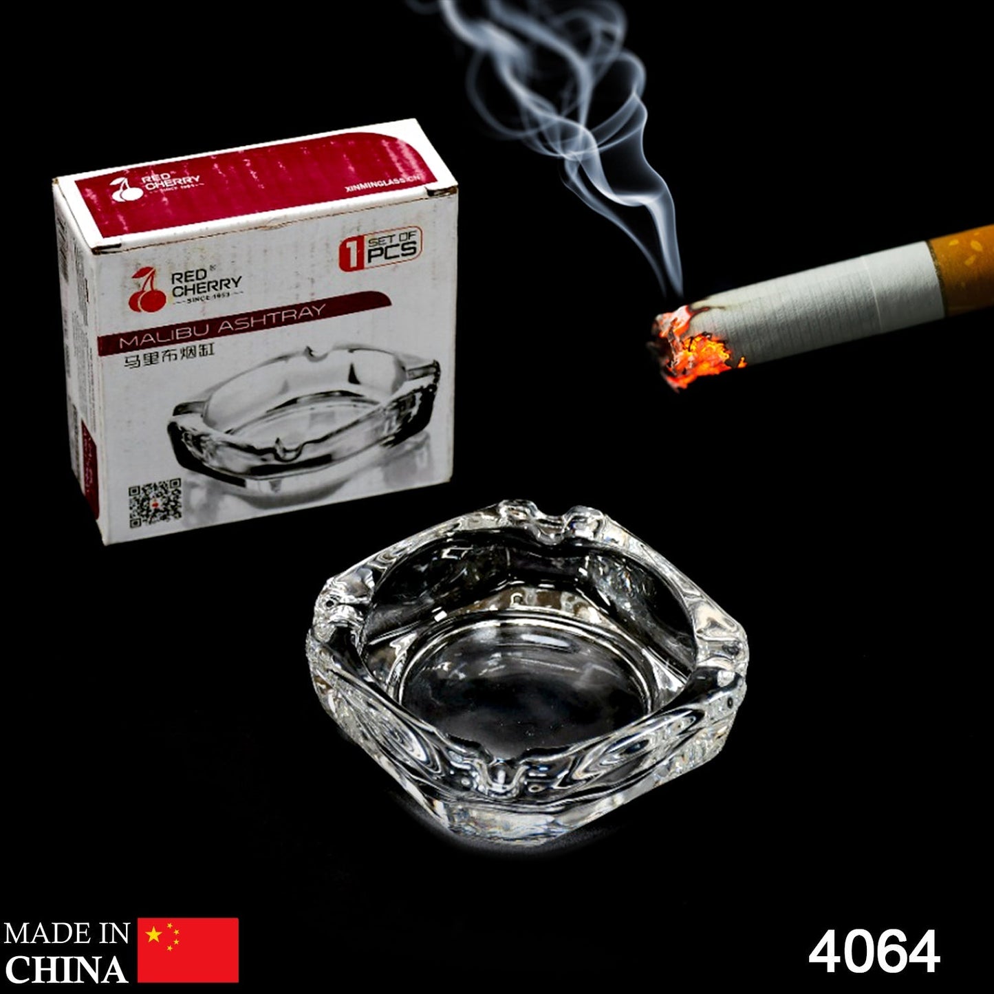 4064 Glass Brunswick Crystal Quality Cigar Cigarette Ashtray Round Tabletop for Home Office Indoor Outdoor Home Decor DeoDap