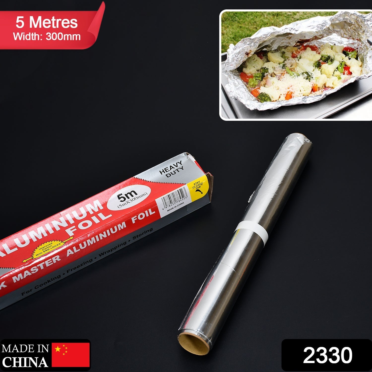 2330 Aluminum Foil Roll Heavy Duty Non Stick Thick Aluminum Foil Sheet Baking Grilling Tool (5mX300mm) DeoDap