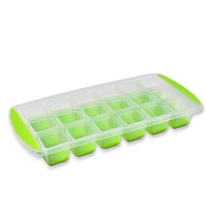 7169  18 Cavity Pop Up Ice Cube Tray Easy Release Flexible Silicone Bottom Ice Tray , Stackable Ice tray, 100% BPA Free, Food Grade for Freezer DeoDap