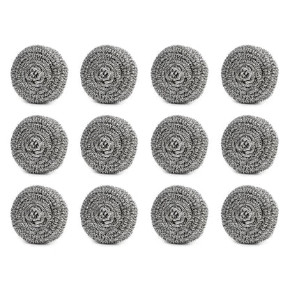 2388 Round Shape Stainless Steel Ball Scrubber (Pack of 12) DeoDap