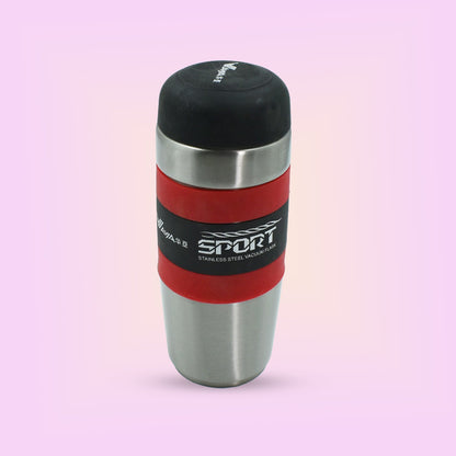 6846 Steel Travel Mug/Tumbler/Cup, Double Walled With Rubber Grip 500ml. 