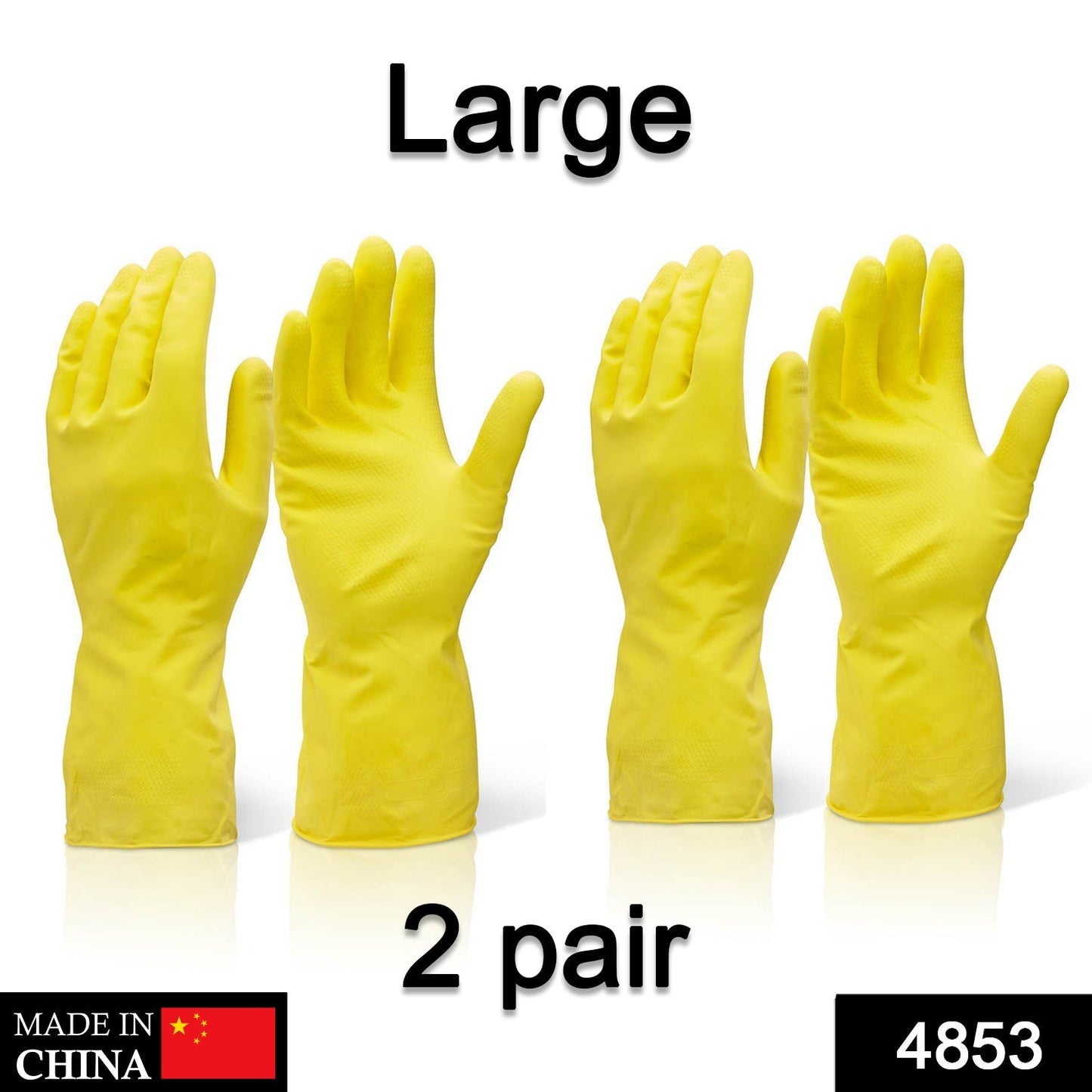 4853 Pair Of 2 Large Yellow Gloves For Types Of Purposes Like Washing Utensils, Gardening And Cleaning Toilet Etc. DeoDap