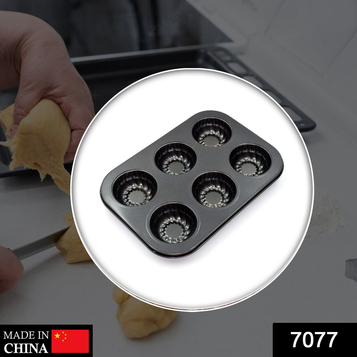 7077 6 slot Non-Stick Muffins Cupcake Pancake Baking Molds 