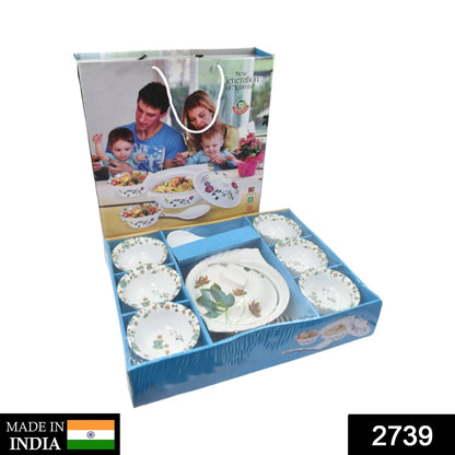 2739 9 Pc Pudding Set used as a cutlery set for serving food purposes and sweet dishes and all in all kinds of household and official places etc. DeoDap