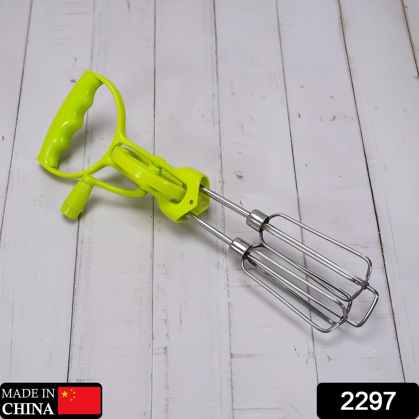 2297 Manual Rotary Egg Beater with Handle Hand Egg Mixer Blender Rotation Kitchen Handheld Whisk DeoDap