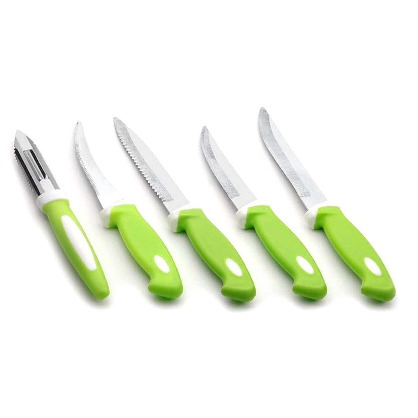 2211 Stainless Steel Knife & Peeler Set with Stand - 6 Pcs DeoDap