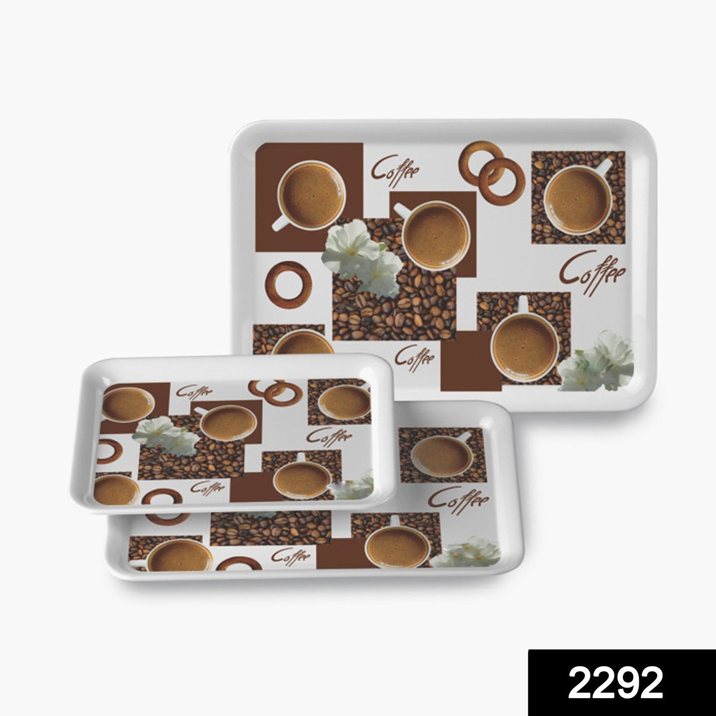 2292 Serving Tray Set  (Pack of 3 Pcs) (Small, Medium, Large) (Multicolour) DeoDap