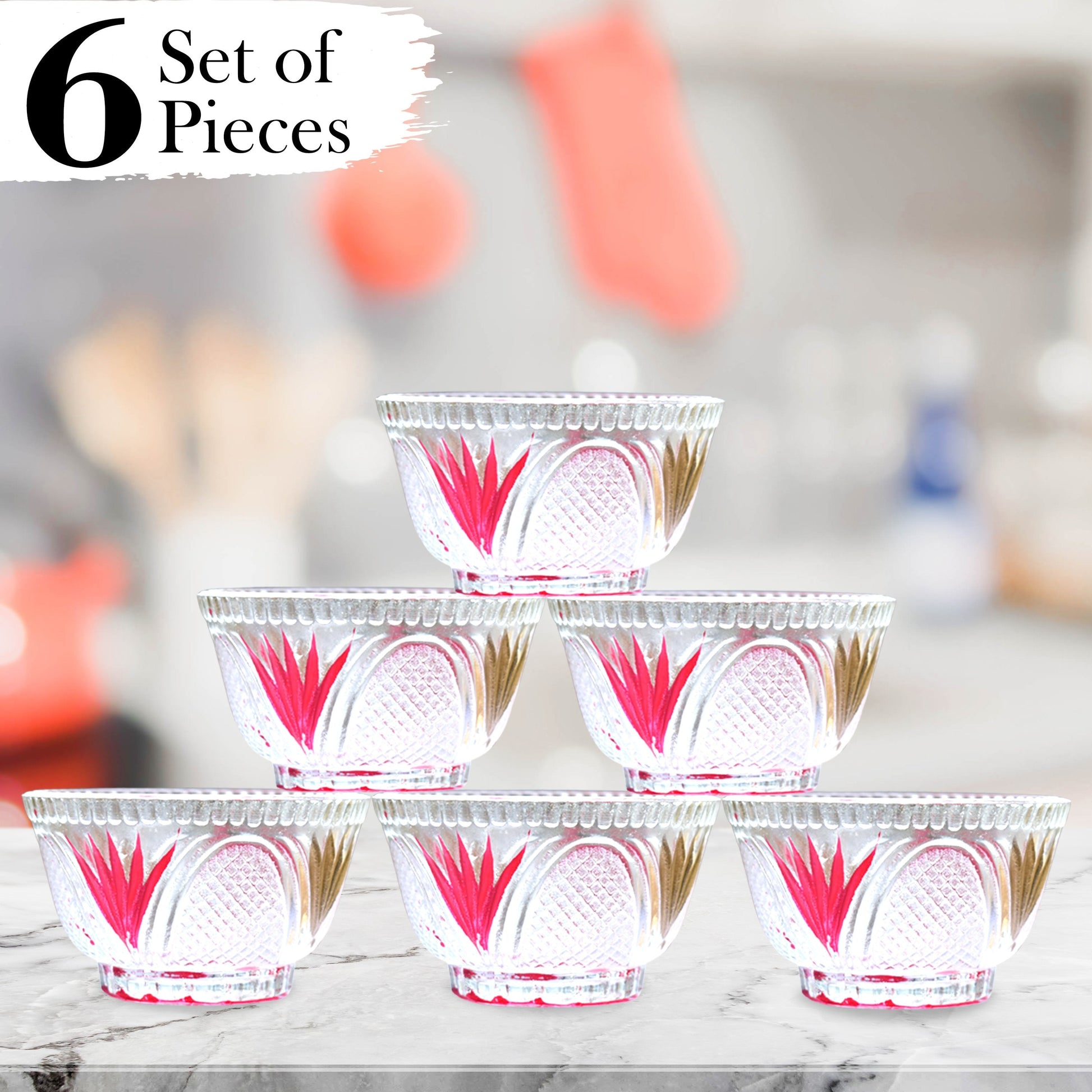 2566 Safe Round Mixing Glass Bowl for Kitchen Storage (Set of 6 Pieces) DeoDap