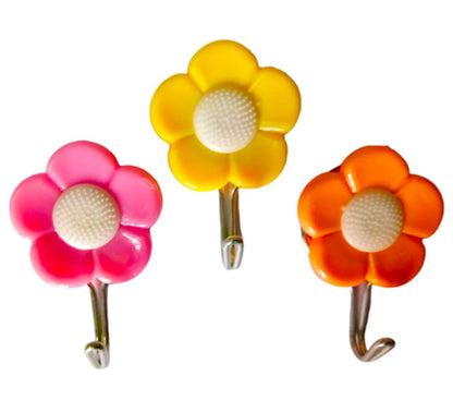 1113 Plastic Self-Adhesive Flower Shape Hooks (Pack of 5) DeoDap