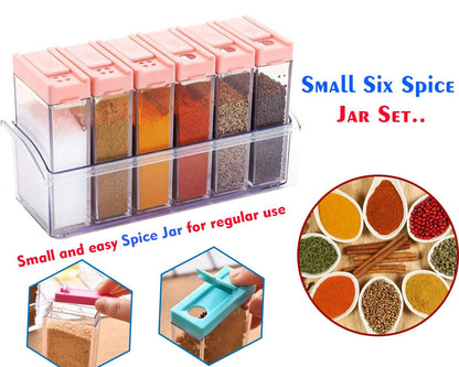 122 Plastic Spice Jars (6 pcs, 14x22x8cm, Multicolour) DeoDap