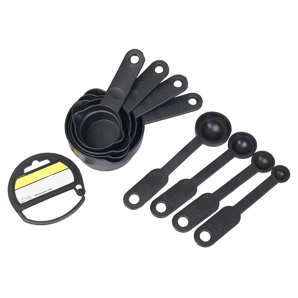 106 Plastic Measuring Cups and Spoons (8 Pcs, Black) Mishwa DeoDap