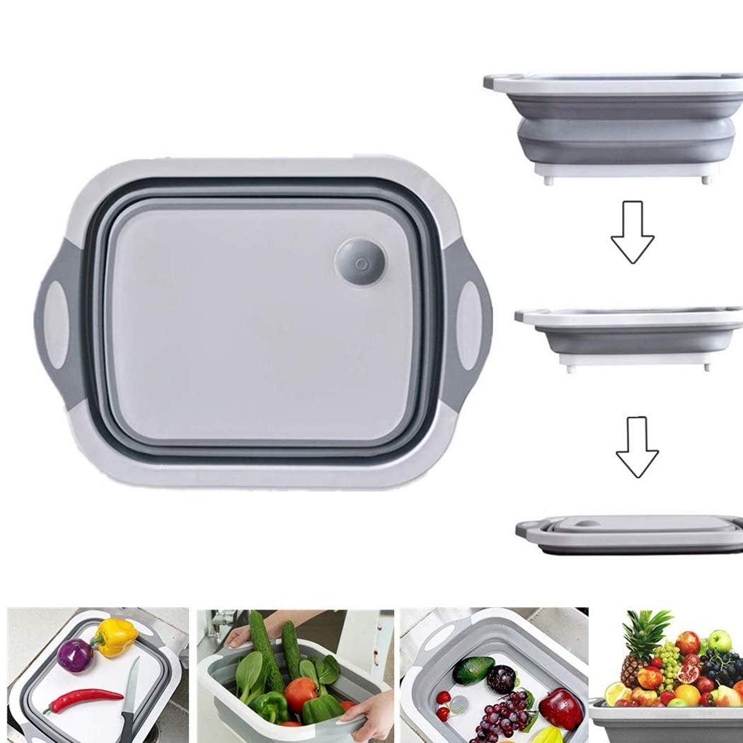 098 Foldable Chopping Board, Dish Rack, Washing Bowl & Draining Basket, 3in1 Multi-Function 