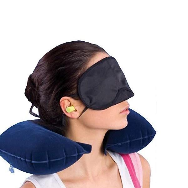 505 -3-in-1 Air Travel Kit with Pillow, Ear Buds & Eye Mask Mishwa DeoDap WITH BZ LOGO