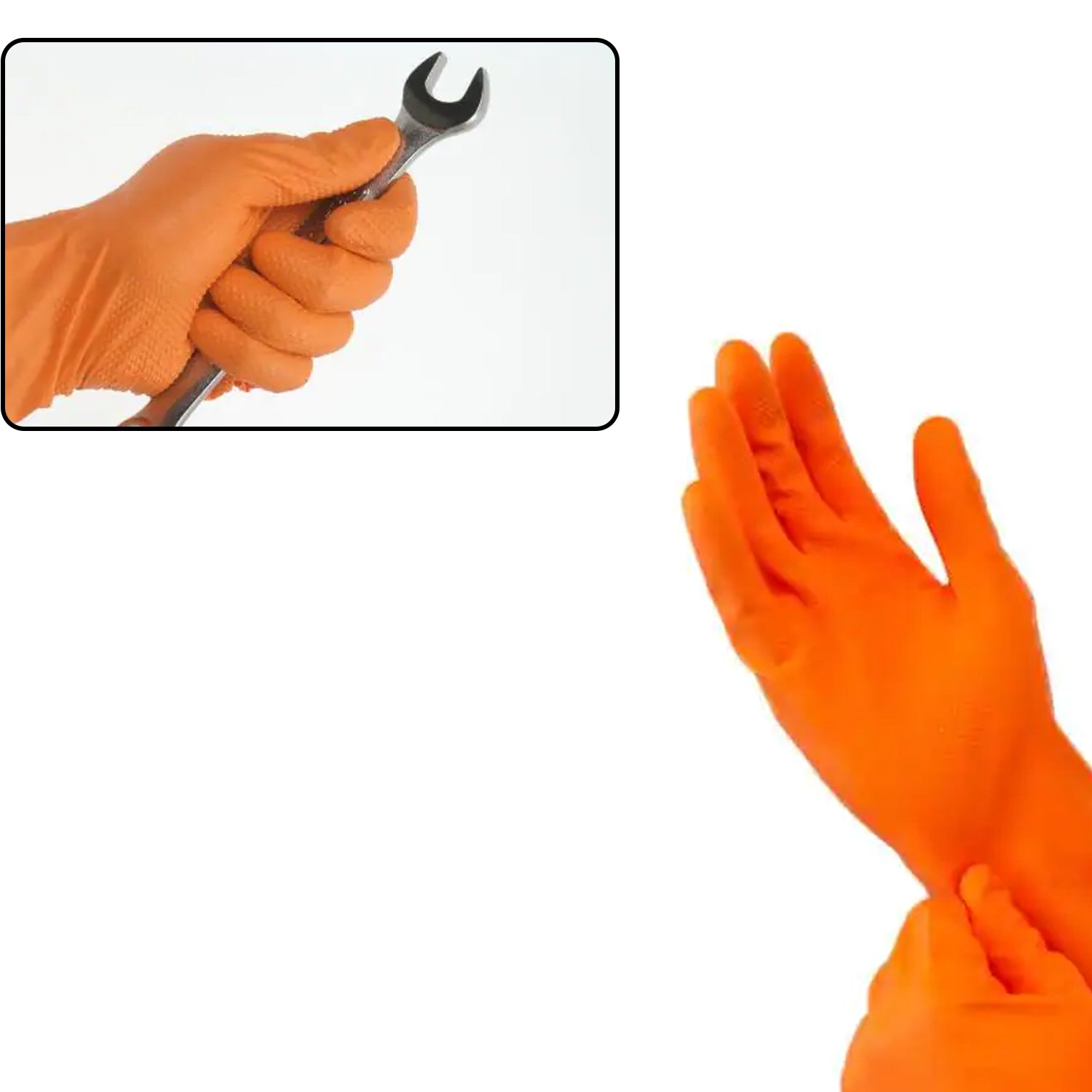 4851 2 Pair Large Orange Gloves For Types Of Purposes Like Washing Utensils, Gardening And Cleaning Toilet Etc. DeoDap