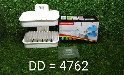 4762  Plastic Double Layer - Soap Stand, Holder, Wall Soap Box Sturdy Vacuum Dispenser Tray Deodap