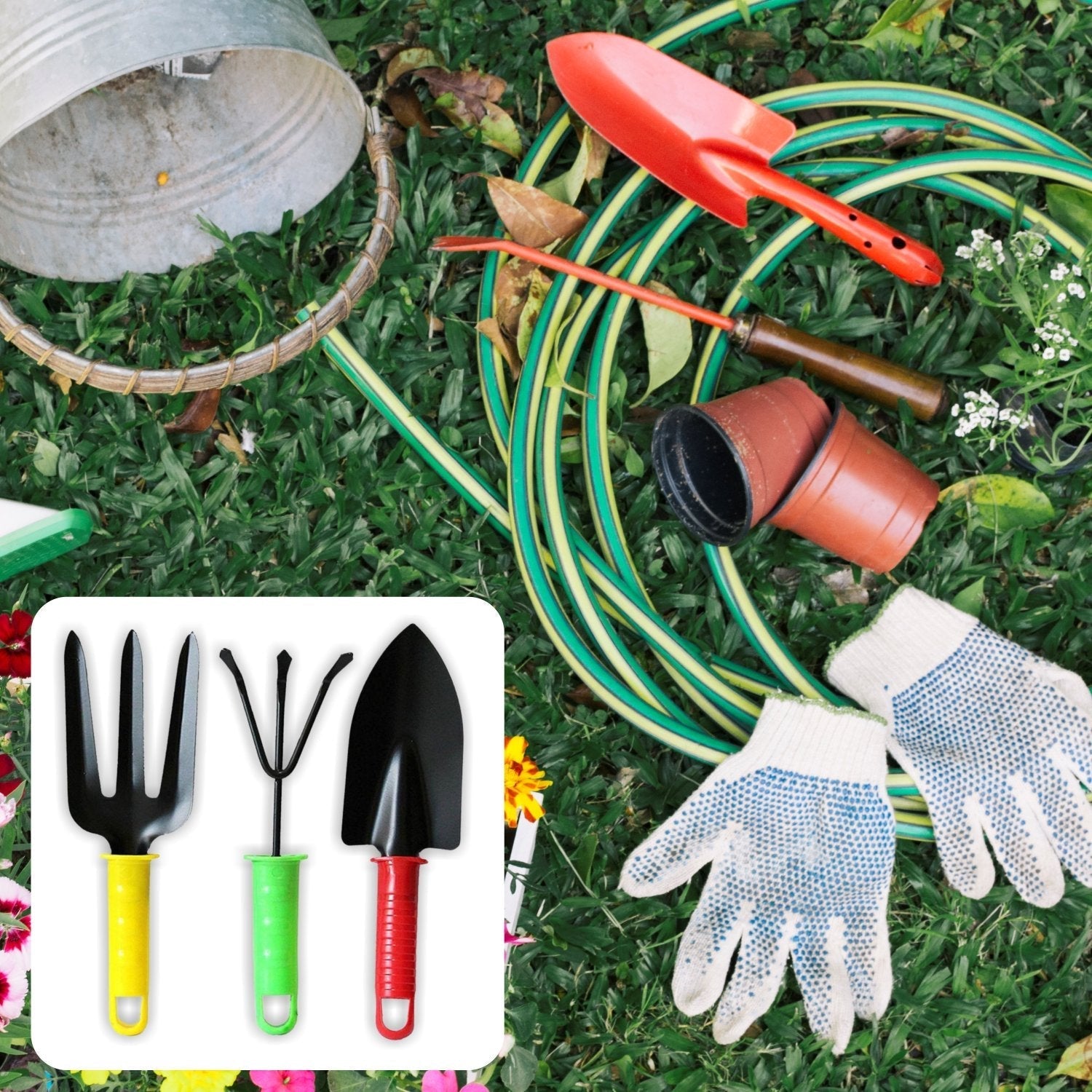 1768  Colorfull Garden Tool Set Set of 3Pc DeoDap