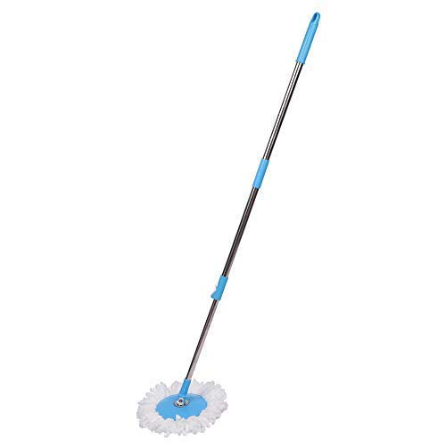 1530 Heavy Duty Microfiber Spin Mop with Plastic Bucket & Rotating Steel Pole Head DeoDap