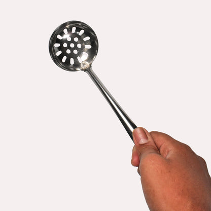 7007  Stainless Steel Slotted Spoon with Plastic Handle, Comfortable Grip Design Strainer Ladle for Kitchen(27cm). 