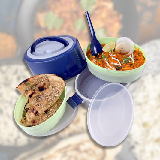 2408 BLUE CLASSIC 2 LAYER LUNCH BOX | AIRTIGHT LUNCH BOX DeoDap