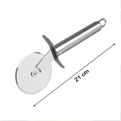 2983 Stainless Steel Pizza Cutter, Sandwich & Pastry Cake Cycle Cutter, Sharp, Wheel Type Cutter, Pack of 1 DeoDap