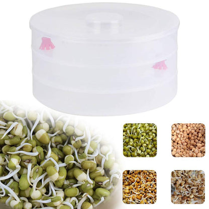 093 Plastic 3 Compartment Sprout Maker, White Mishwa DeoDap