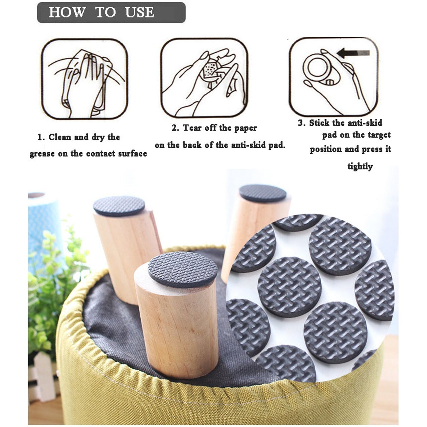 9066 28 pc Rubber furniture Pads Self Sticking Non Slip Furniture Noise Insulation Pads DeoDap