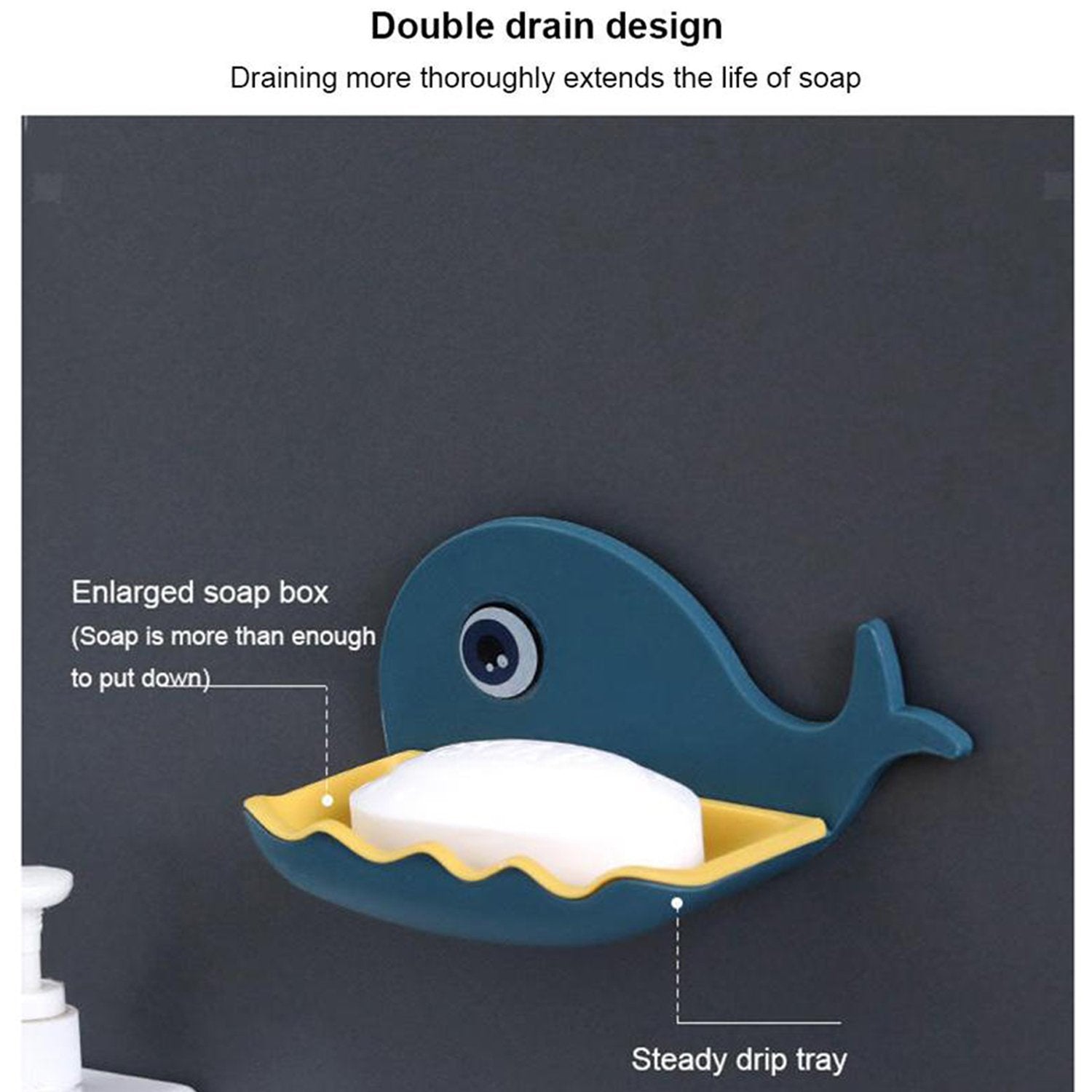 4747 Fish Shape Soap Dish Adhesive Waterproof Wall Mounted Bar Soap Dish Holder  (Pack of 2Pc) DeoDap