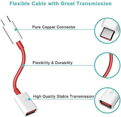 6927 USB Type C OTG Cable Male-Female Adapter Compatible with All C Type Supported Mobile Smartphone and Other Devices.